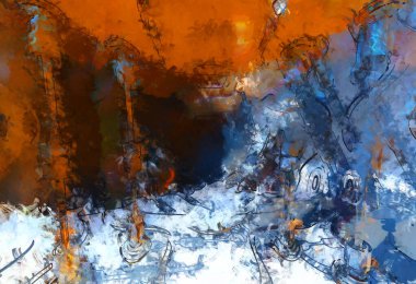 Tuval üzerinde etkileyici fırçalanmış resim. Soyut doku. 2D çizim. Geniş fırça darbeleri. Modern dijital sanat. Çağdaş fırça. Modern ifade. Popüler biçim boyanmış resim.