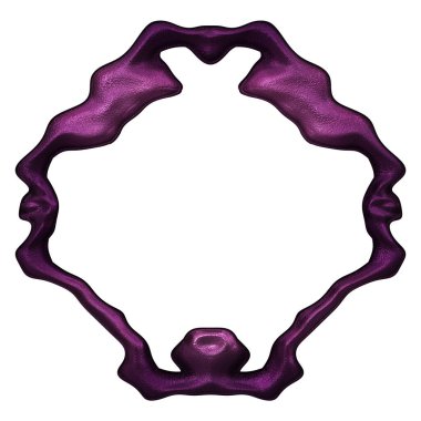 Üç boyutlu metalik illüstrasyon. Beyaz arka planda izole edilmiş fantezi çerçevesi. Davetiyeler, posterler, menü, hatıra defteri ve sunum için mükemmel. Metnin için şablon.