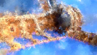 Tuval üzerinde etkileyici fırçalanmış resim. Soyut doku. 2D çizim. Geniş fırça darbeleri. Modern dijital sanat. Çağdaş fırça. Modern ifade. Popüler biçim boyanmış resim.