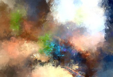 Tuval üzerinde etkileyici fırçalanmış resim. Soyut doku. 2D çizim. Geniş fırça darbeleri. Modern dijital sanat. Çağdaş fırça. Modern ifade. Popüler biçim boyanmış resim.