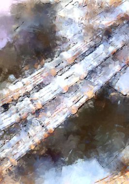 Tuval üzerinde etkileyici fırçalanmış resim. Soyut doku. 2D çizim. Geniş fırça darbeleri. Modern dijital sanat. Çağdaş fırça. Modern ifade. Popüler biçim boyanmış resim.