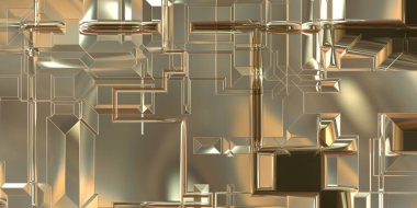 Parlak saten kaplama yüzey teknolojisi 3 boyutlu desen. Lüks yansımalı metal panel dokusu. Arkaplan, duvar kağıdı, uzay gemisi gövdesi için cilalanmış geometrik metal yansıtıcı fütüristik malzeme.