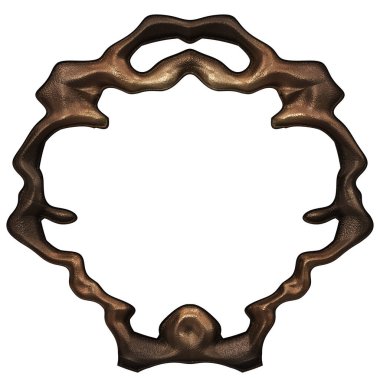 Üç boyutlu metalik illüstrasyon. Beyaz arka planda izole edilmiş fantezi çerçevesi. Davetiyeler, posterler, menü, hatıra defteri ve sunum için mükemmel. Metnin için şablon.