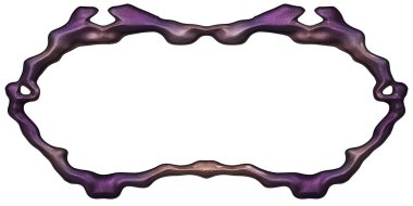 Üç boyutlu metalik illüstrasyon. Beyaz arka planda izole edilmiş fantezi çerçevesi. Davetiyeler, posterler, menü, hatıra defteri ve sunum için mükemmel. Metnin için şablon.