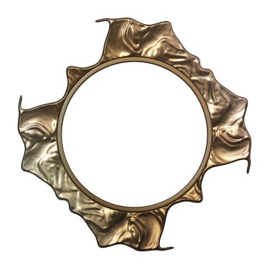 Üç boyutlu metalik illüstrasyon. Beyaz arka planda izole edilmiş fantezi çerçevesi. Davetiyeler, posterler, menü, hatıra defteri ve sunum için mükemmel. Metnin için şablon.