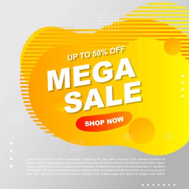 Mega Satış Destekleyici Bayrak Şablonu Tasarım Süper Satış Özel Teklif indirimi afişi, akışkan, sıvı gradyan vektörü