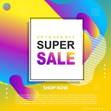 Flash Satış Destekleyici Sancak Şablonu Tasarım Özel teklif indirimli bayrak, akışkan, sıvı gradyan vektör