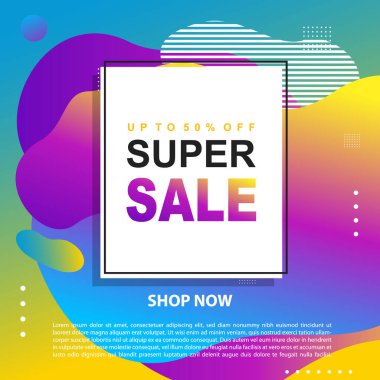 Flash Satış Destekleyici Sancak Şablonu Tasarım Özel teklif indirimli bayrak, akışkan, sıvı gradyan vektör