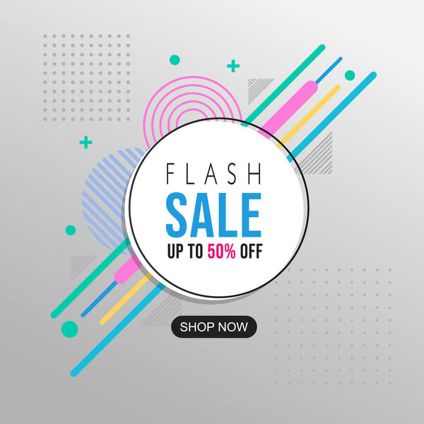 Flash Sale Abstract geometric pattern colorful design and background. Use for modern design, cover, template, decorated, brochure, flyer.