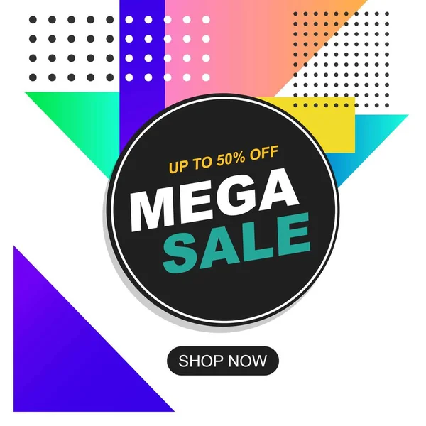 Mega Sale Modern Banner Template Design Vector Stock Illustration Social — Stock Vector