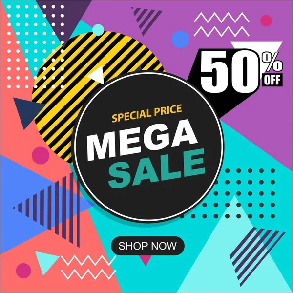 Mega Venta Diseño Plantilla Banner Moderno Ilustración Stock Vectorial Para — Vector de stock