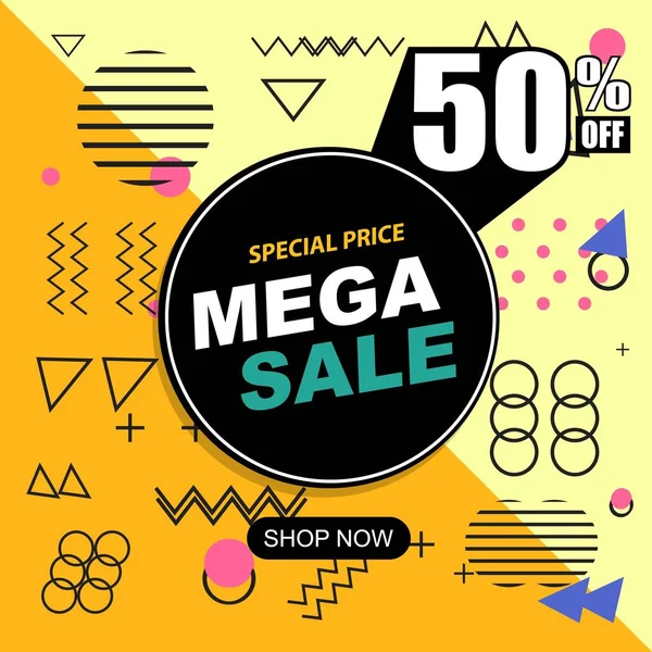 Mega Sale Modernes Banner Template Design Vektoraktiendarstellung Für Soziale Medien — Stockvektor