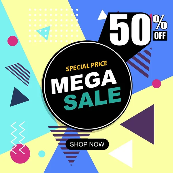 Mega Sale Modernes Banner Template Design Vektoraktiendarstellung Für Soziale Medien — Stockvektor