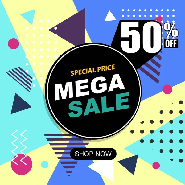 Mega Sale Modernes Banner Template Design Vektoraktiendarstellung Für Soziale Medien — Stockvektor