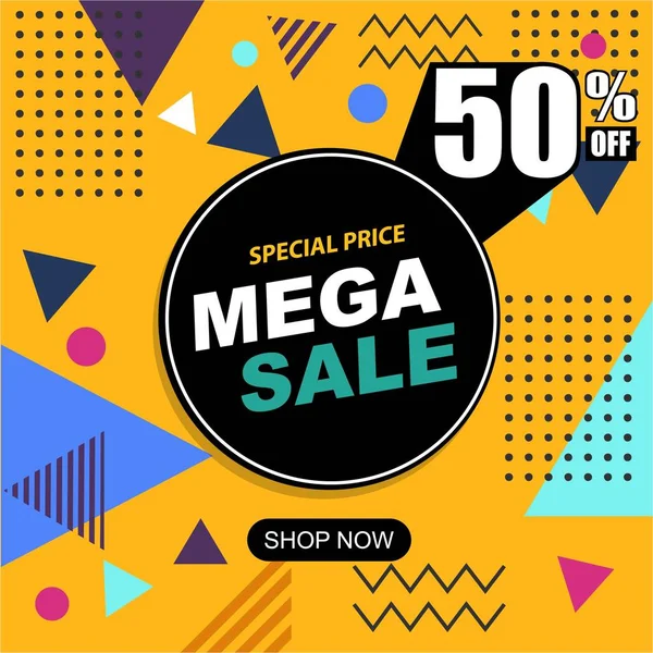 Mega Sale Modernes Banner Template Design Vektoraktiendarstellung Für Soziale Medien — Stockvektor