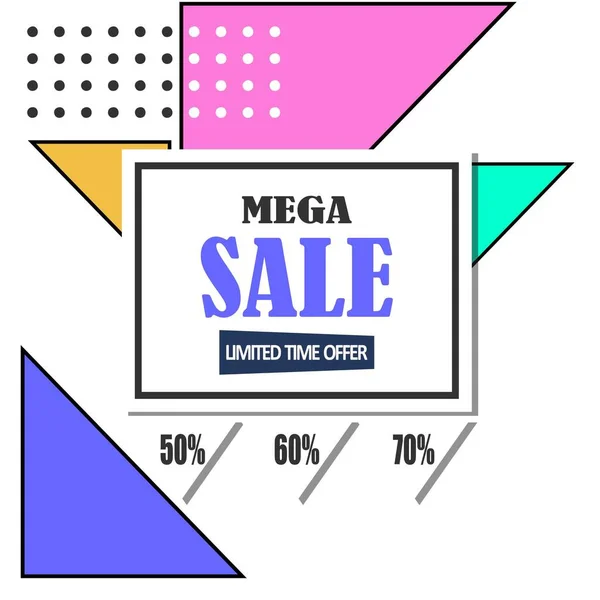 Mega Verkauf Promo Memphis Stil Webbanner Poster Tag Und Flyer — Stockvektor