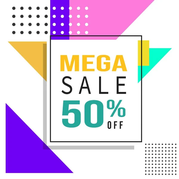 Mega Sale Promo Memphis Style Web Banner Poster Tag Flyer — стоковый вектор