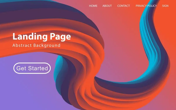 Landing Page Template Fluid Abstract Design Grade Background Διάνυσμα Αποθέματος — Διανυσματικό Αρχείο