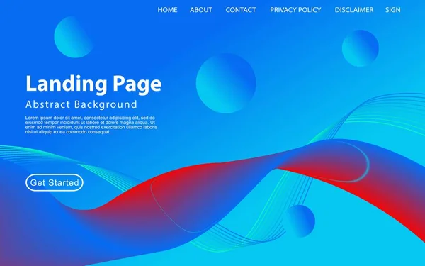 Landing Page Template Fluid Abstract Design Grade Background Διάνυσμα Αποθέματος — Διανυσματικό Αρχείο