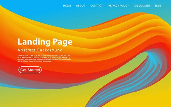 Landing Page Template Fluid Abstract Design Grade Background Διάνυσμα Αποθέματος — Διανυσματικό Αρχείο