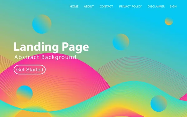 Landing Page Template Fluid Abstract Design Gradienten Hintergrund Aktienvektor Eps — Stockvektor