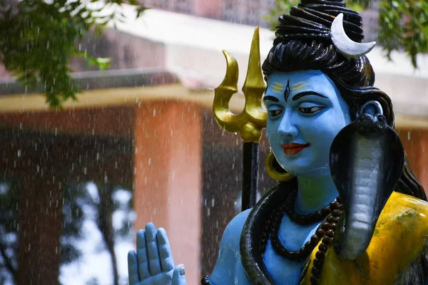 Statue Seigneur Shiva Arrière Plan Pluie — Photo