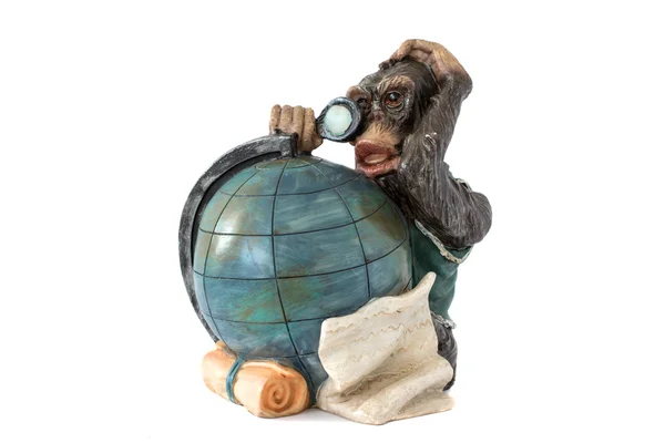 Monkey and globe — Stock Photo, Image