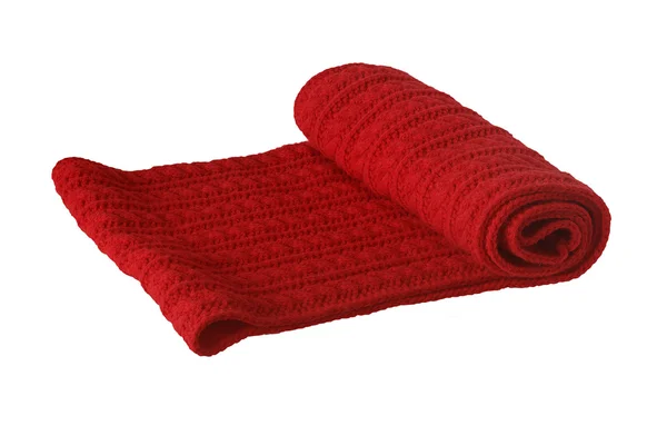 Red knitted scarf — Stock Photo, Image