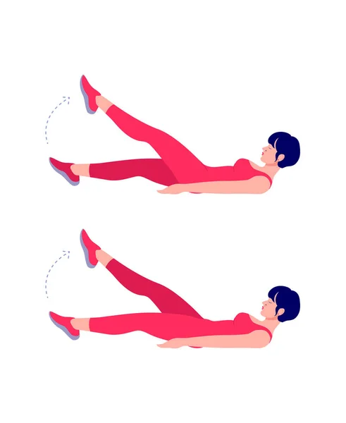 Flutter Kicks Oefening Woman Workout Fitness Aerobic Oefeningen Vector Illustratie — Stockvector