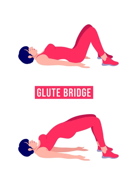 Glute Bridge Cvičení Žena Cvičení Fitness Aerobic Cvičení Vektorová Ilustrace — Stockový vektor