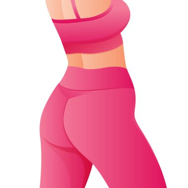 Perfect slim toned young body of the girl. sporty woman in sportswear, shorts butt icon for mobile apps, slim body, vector illustration.