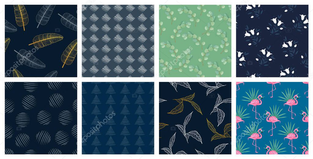 Set of seamless patterns for fashion prints .Elegant template for fashion prints. trending Fabric fashion pattern designs.