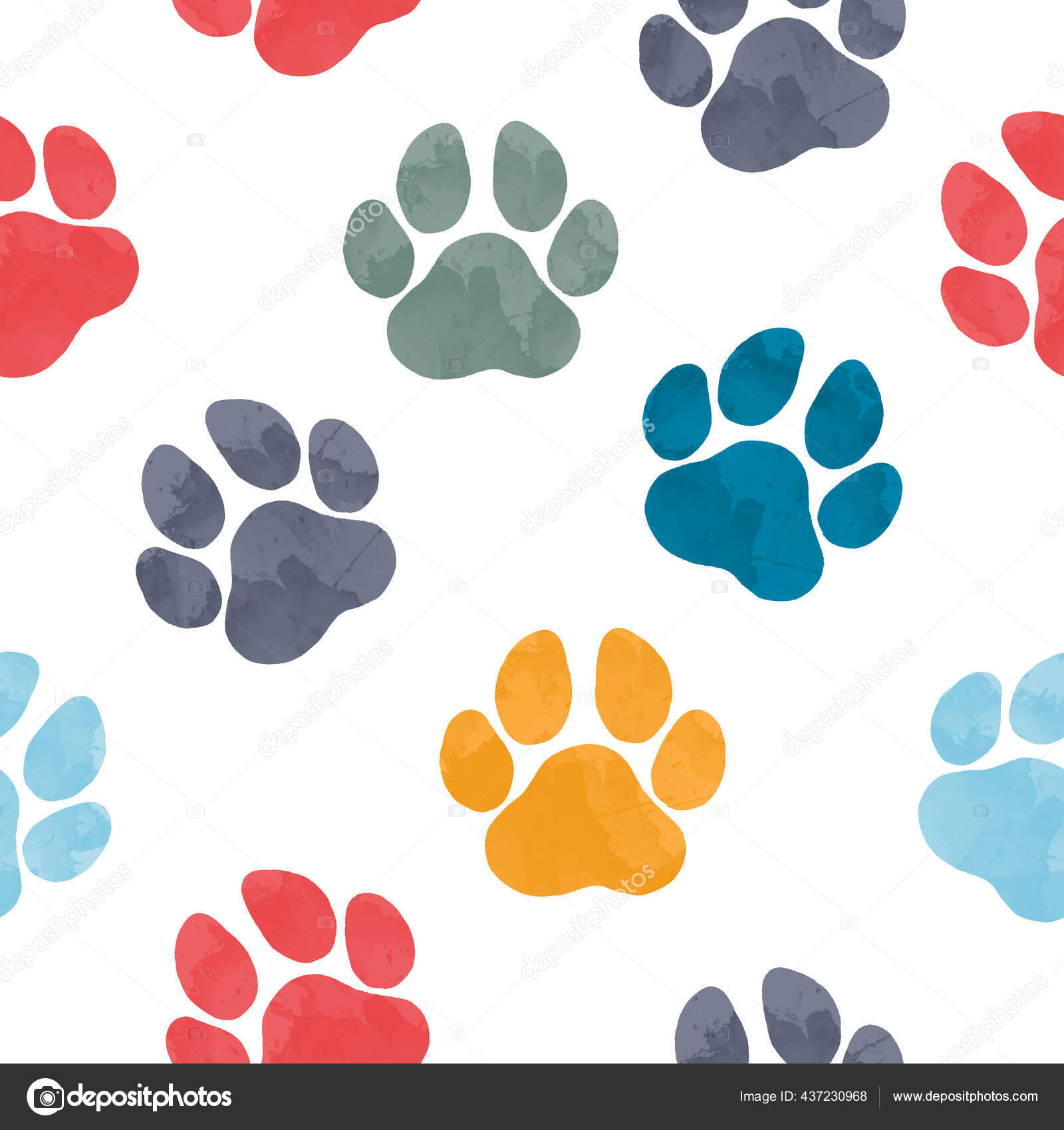 colorful paw prints clip art