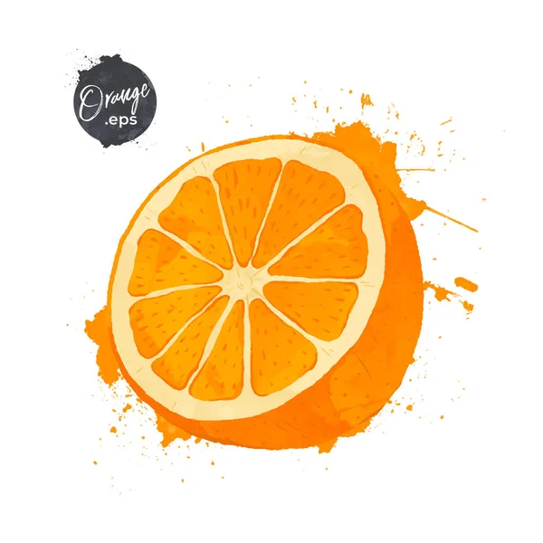 Fruta Laranja Isolada Sobre Fundo Branco Aquarela Estilo Vector Ilustração — Vetor de Stock