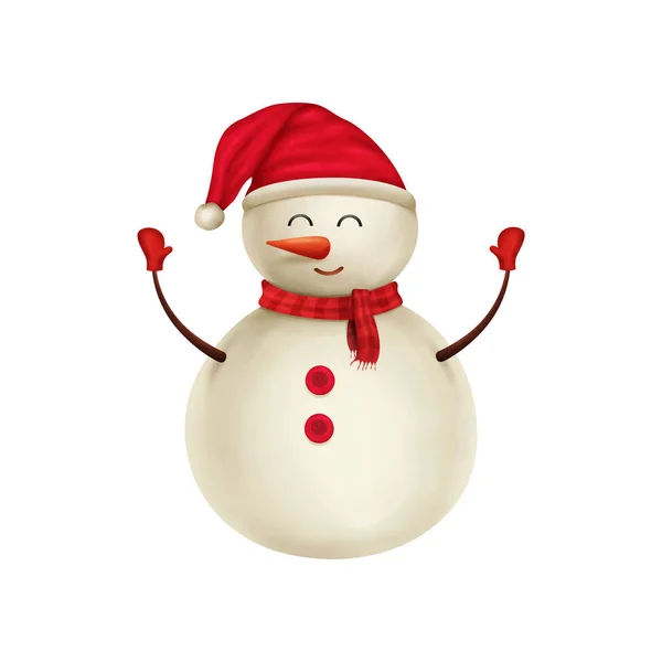 Bonito Boneco Neve Natal Ilustração Isolada Fundo Branco — Fotografia de Stock