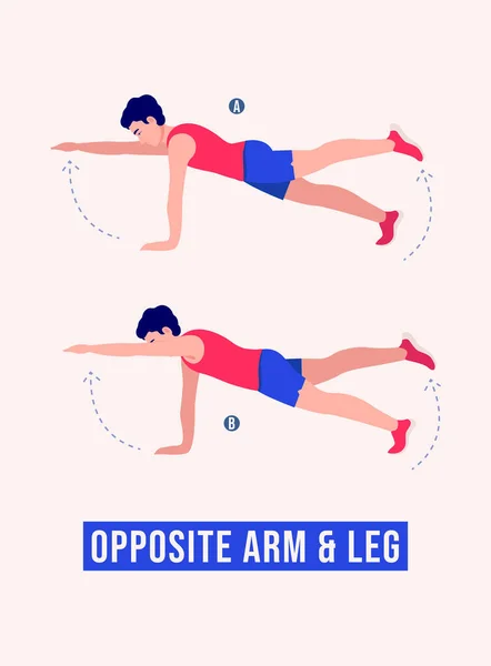 Men Doing Arm Leg Exercise Men Workout Fitness Aerobic Exercises — Stock Vector