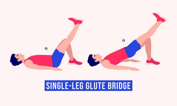 Los Hombres Que Hacen Ejercicio Una Sola Pierna Glute Puente — Vector de stock