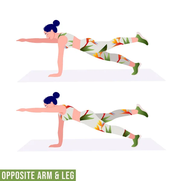 Arm Leg Exercise Woman Workout Fitness Aerobic Exercises Vector Illustration — Stock Vector