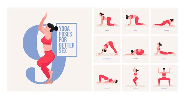 Poses Yoga Pour Meilleur Sex Jeune Femme Pratiquant Pose Yoga — Image vectorielle