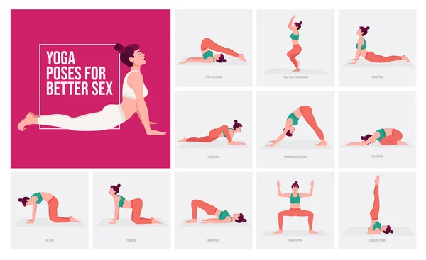 Yoga Poses Better Sex Young Woman Practicing Yoga Pose Woman — Stock Vector