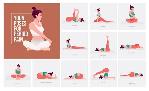 Yoga, Adet Ağrısı için poz verir. Yoga yapan genç bir kadın. Kadın spor, aerobik ve egzersizler..