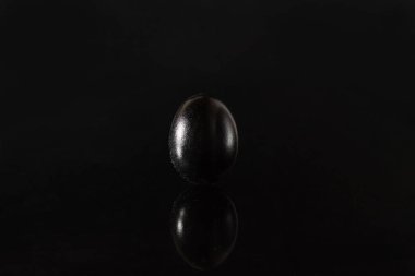 Siyah arka planda izole edilmiş siyah paskalya yumurtası. Minimalist paskalya konsepti