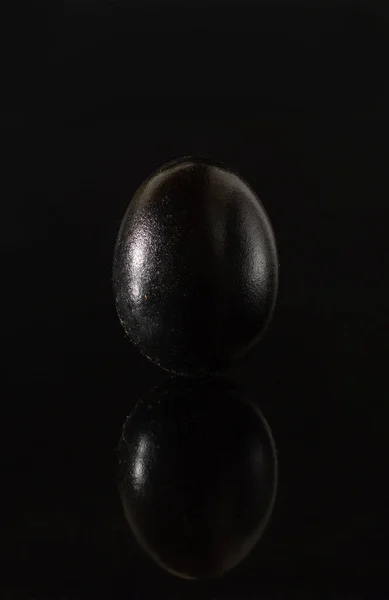 Black Easter Egg Isolated Black Background Minimalist Easter Concept — Stock Photo, Image