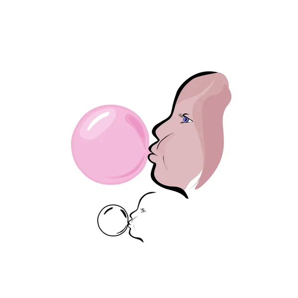 Bubble gum blowing — Stock Vector