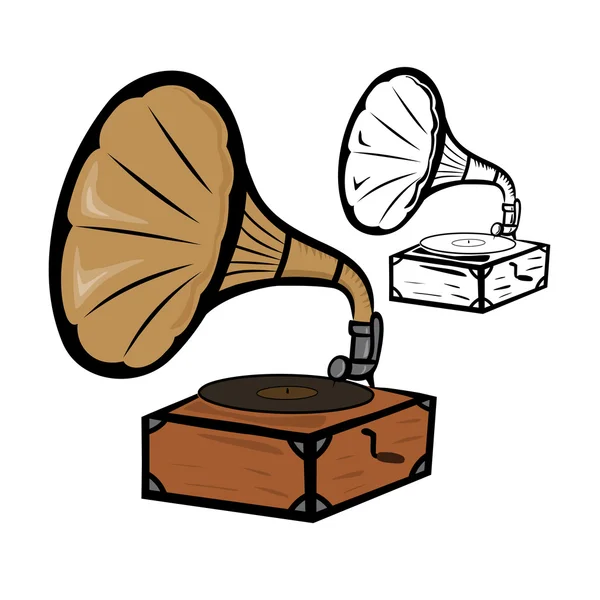 Eski gramofon — Stok Vektör