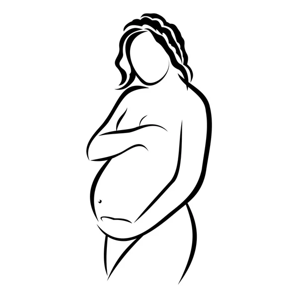 Bosquejo de mujer embarazada — Vector de stock