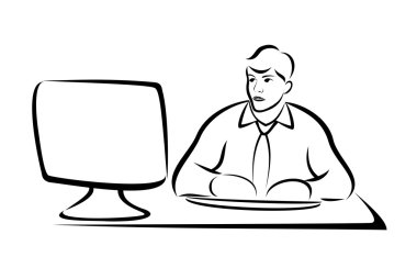 bilgisayarda çalışan iş adamı