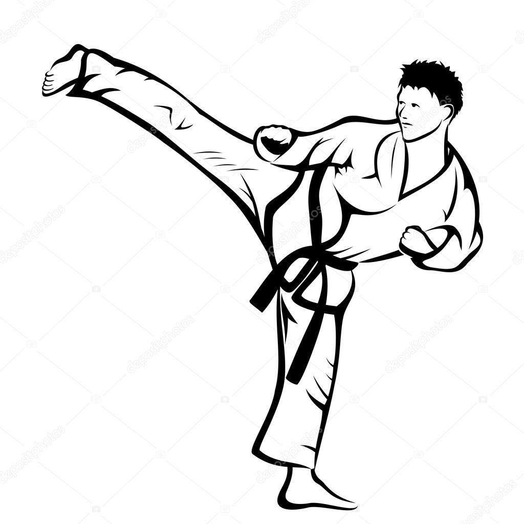 Karate Strikes Foot Up Sketch Engraving Vector Stock Vector ...
