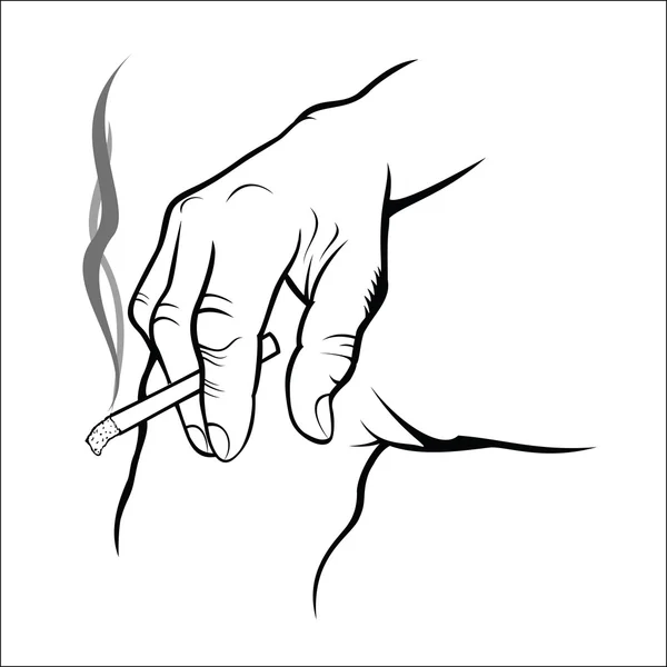 Mano sosteniendo el cigarrillo — Vector de stock