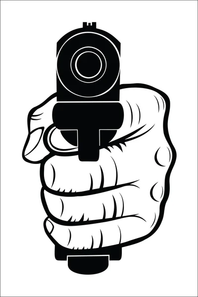 Hand pointing with the gun at you — Stock Vector